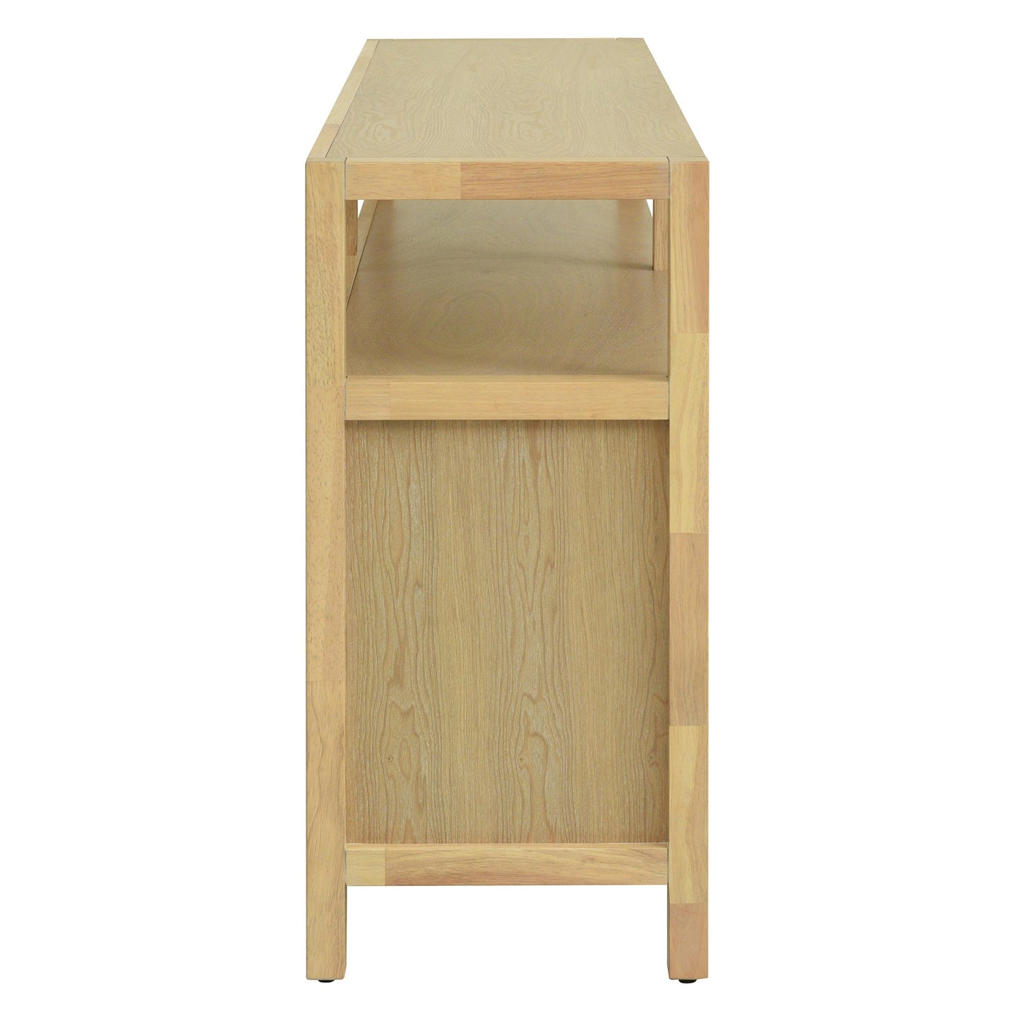 Bohemian Style Rattan Buffet Storage Cabinet with Solid Wood Frame