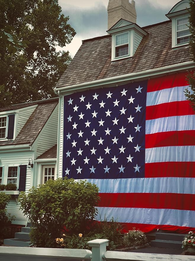American Flag 10x15 Outside, US Flags for Outdoor Indoor, Heavy Duty Durable, Deluxe Embroidered Stars, Brass Grommets, Sewn Stripes, Vivid Color, Fade Resistant and waterproof