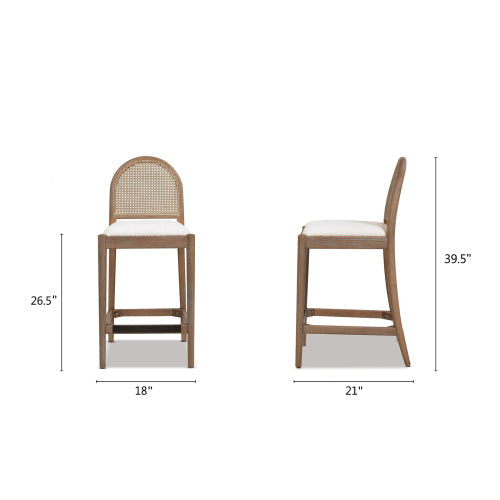 Arlin Upholstered Stool with Curved Back and Footrest - Set of 2
