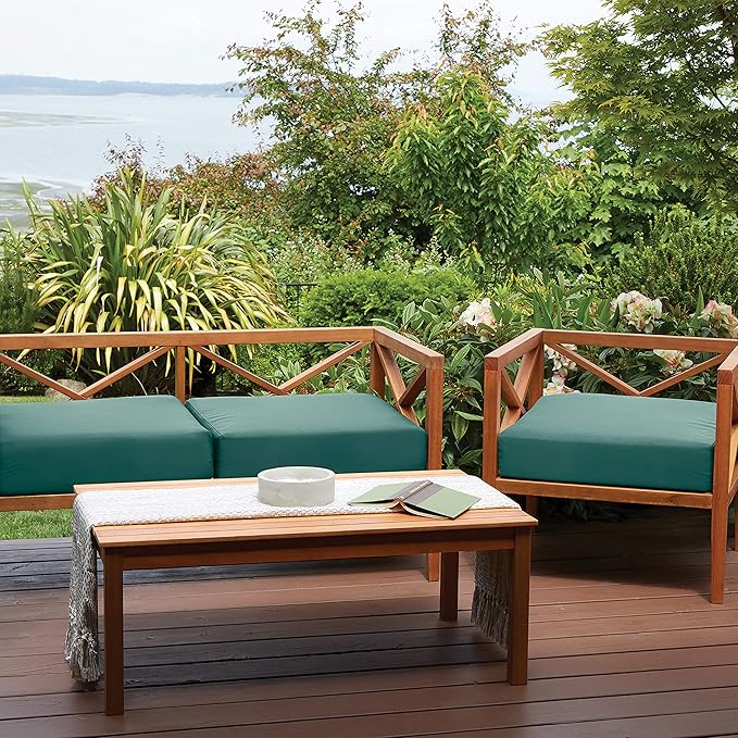 Classic Accessories Ravenna Water-Resistant 21 x 19 x 5 Inch Patio Seat Cushion, Mallard Green, Patio Loveseat Cushion