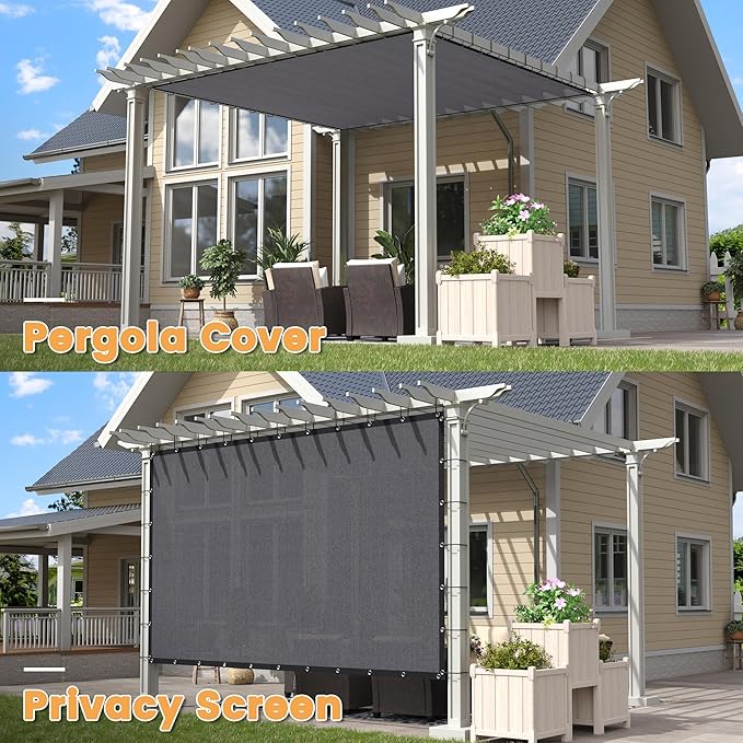 VICLLAX Shade Fabric Sun Shade Cloth with Every 2 FT Grommets for Patio Garden Pergola Cover Canopy 3x9 FT, Grey