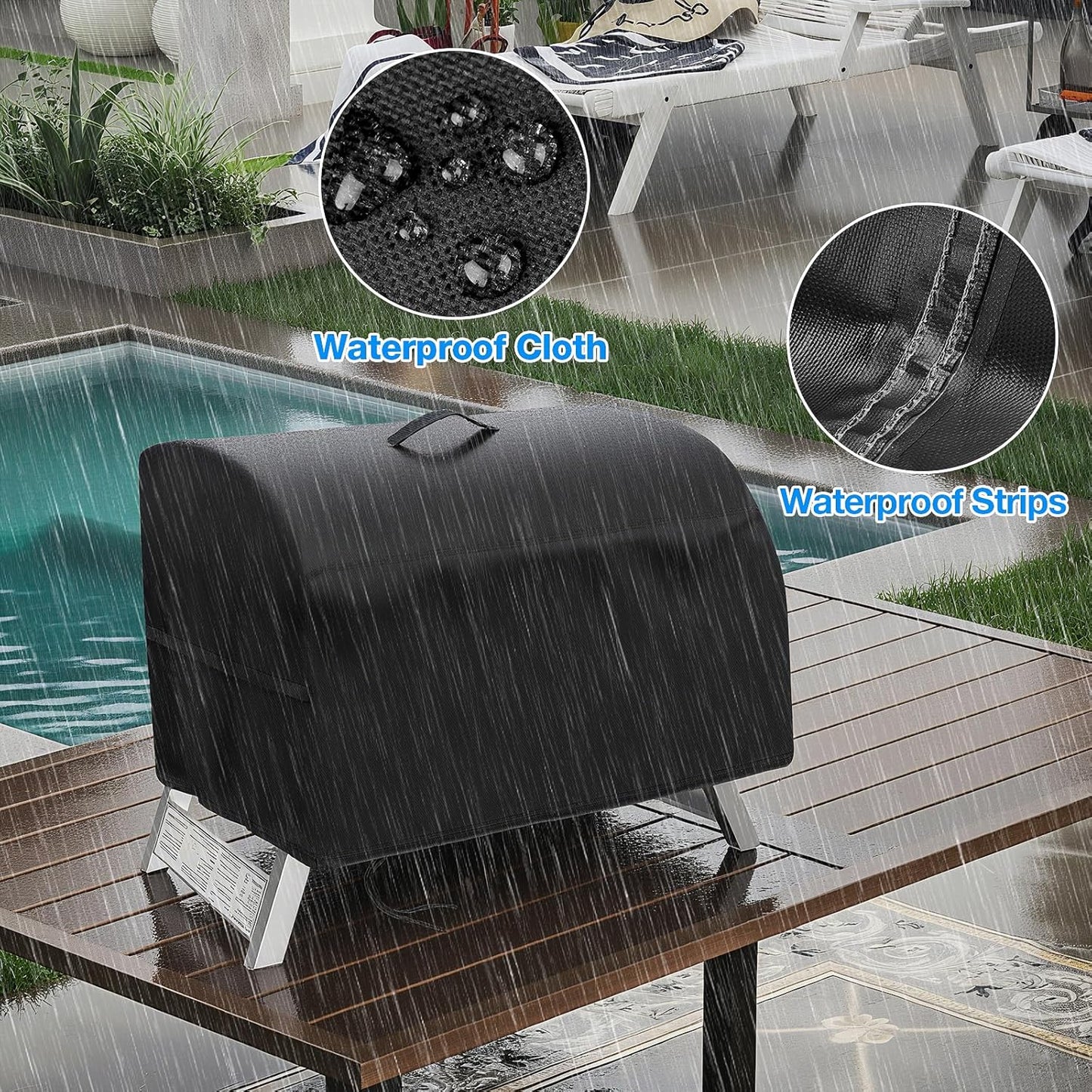 Portable Grill Cover,Fit for Cuisinart CGG-608,Waterproof Small Table Top BBQ Grill Cover,Heavy Duty 600D Outdoor Tabletop Grill Cover