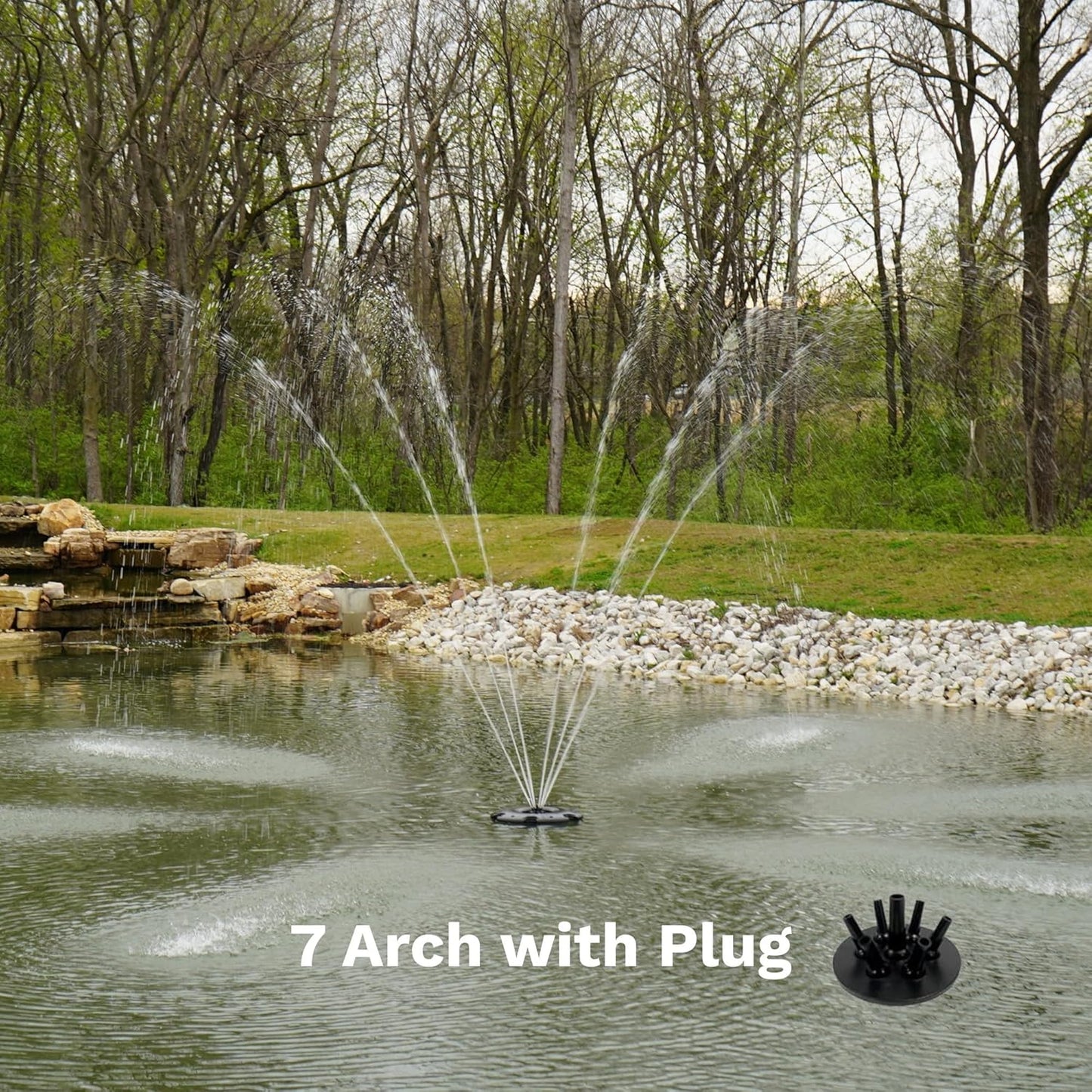 HALF OFF PONDS Floating Fountain – 1.75 HP Pond Aerator with 100' Cord – 14,800 GPH Water Pump – 11 Spray Patterns - Energy-Efficient – for Large Ponds, Lakes & Water Gardens