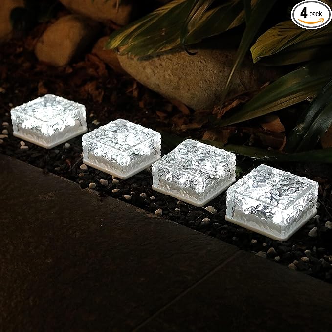 4Pcak Solar Brick Lights, Outdoor Solar Lights,-Pavers Lights,Solar Pathway Lights Outdoor Waterproof,for Garden Courtyard Pathway