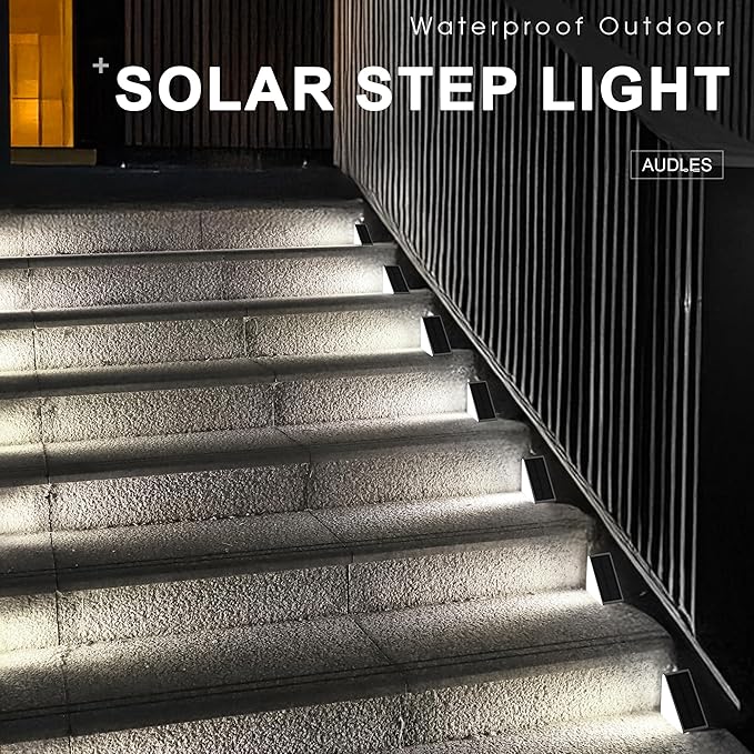 Solar Step Lights - Waterproof Outdoor Decor, IP67 Solar Lights for Yard, Patio, Garden, Walkways, Front Door, Pathway, Driveway (12)