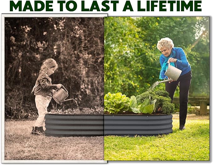 Galvanized Raised Garden Beds Outdoor // 8×4×1 ft (2-Pack) Planter Raised Beds for Gardening, Vegetables, Flowers // Large Metal Garden Box // Patented Tool-Free Design (Gray)