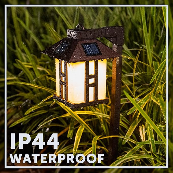 GIGALUMI Japanese Decor Solar Lights for Outside, Pathway Lights 4 Pack - Lawn/Patio/Yard/Walkway/Driveway Decoration