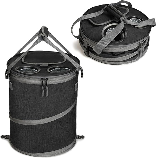 Tirrinia Large Pop-Up Golf Cooler Bag- Insulated Collapsible Cooler with Flat Drink Table for Golf Cart, Lightweight and Portable Ice Beach Cooler for Travel, Fishing, Picnics, Hiking, Camping