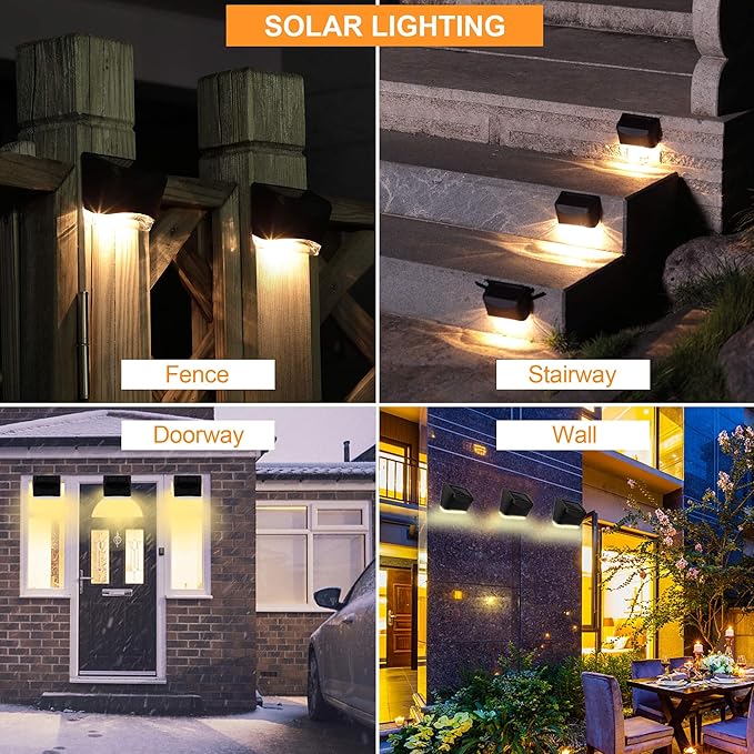 MAGGIFT 12 Pack Solar Deck Lights, Outdoor Solar Powered Fence Step Lights, Deck Lights Waterproof Outside Night Lights Decor for Steps Stairs Walkway Garden Fences Wall, Warm White