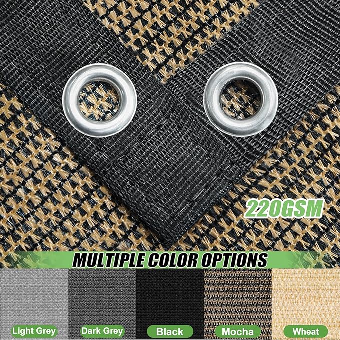 Outdoor 90% Sun Shade Cloth with Grommets, 8 X 13 FT Pergola Shade Cover for Garden Patio Carport Kennel Swimming Pool, Mocha (We Make Custom Size)