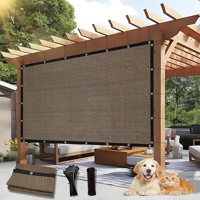 Outdoor 90% Sun Shade Cloth with Grommets, 6 X 20 FT Pergola Shade Cover for Garden Patio Carport Kennel Swimming Pool, Mocha (We Make Custom Size)