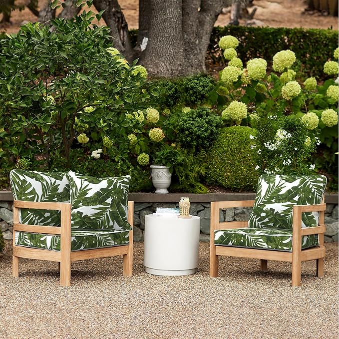 LVTXIII Outdoor/Indoor Deep Seat Cushion Patio Seat and Back Cushion Set All-Weather Replacement Chair Cushion for Chairs Sofa and Coach, 24"x24"x4", Palms Green