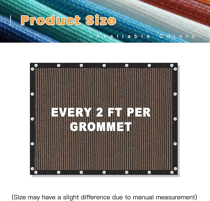 VICLLAX Shade Fabric Sun Shade Cloth with Every 2 FT Grommets for Patio Garden Pergola Cover Canopy 7x19 FT, Mocha