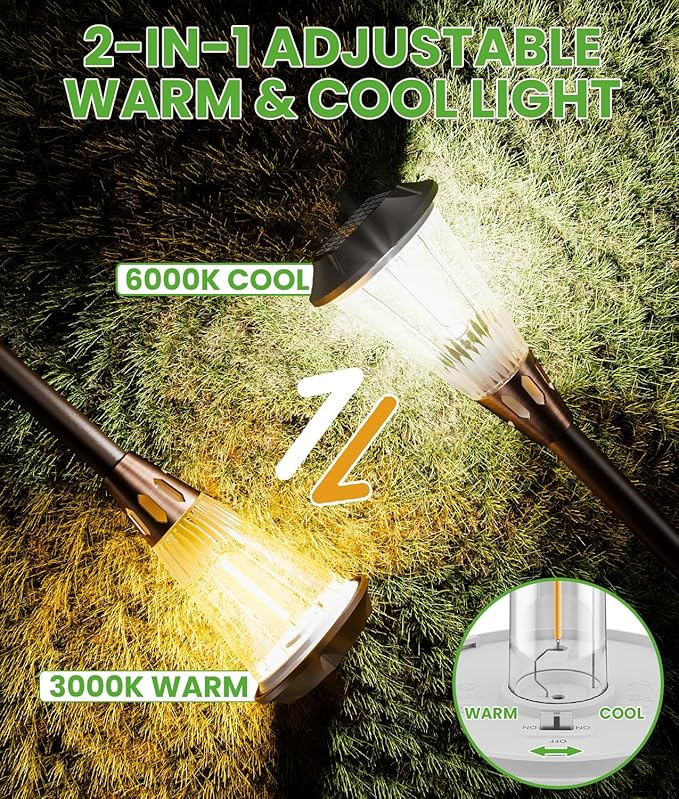 4 Pack Solar Pathway Lights Waterproof IP65, 2-in-1 Warm&Cool Solar Lights Outdoor, Bright Solar Light Outside Pathway, Auto On/Off Outdoor Light for Yard Walkway Driveway Landscape