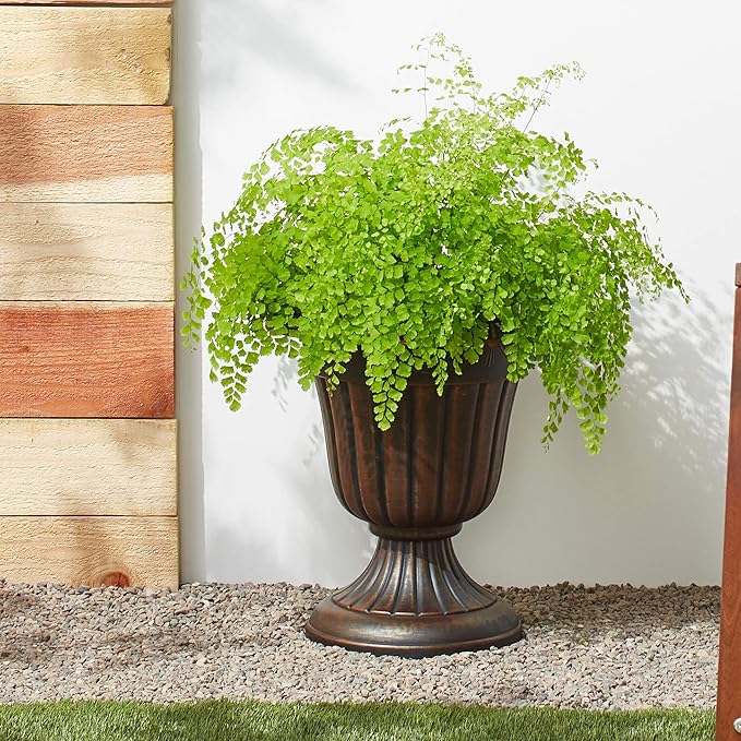 PL20CP Classic Traditional Plastic Urn Planter Indoor/Outdoor 10" x 12", Brushed Copper