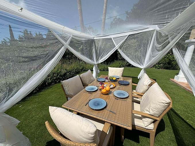 Mosquito Net for Patio 13 x 10 FT | Very Large Sizes & Fabric Designed for Outdoors | Insect House Screen Netting for Gazebo, Porch & Garden Terrace | White Outside Canopy Bug Protection