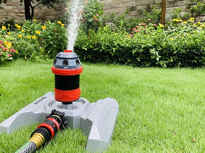 Eden 96122 Metal Adjustable 6-Pattern Mobile Rotary Gear Drive Garden Sprinkler & 94124 Multi Pattern Turbo Gear Drive Sprinkler Plus Misting System