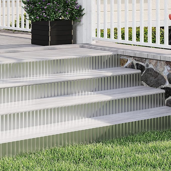 Metal Garden Edging Border, Corrugated Steel Landscaping, DIY for Lawn (Silver, 8 Inch x 20FT)