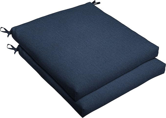 Sorra Home Sunbrella Bristol Square Chair Cushion (Set of 2) - Fade & Water Resistant, Outdoor & Indoor Patio Seat Cushion with Plush Foam - Spectrum Indigo (19" x 19" x 2.5")
