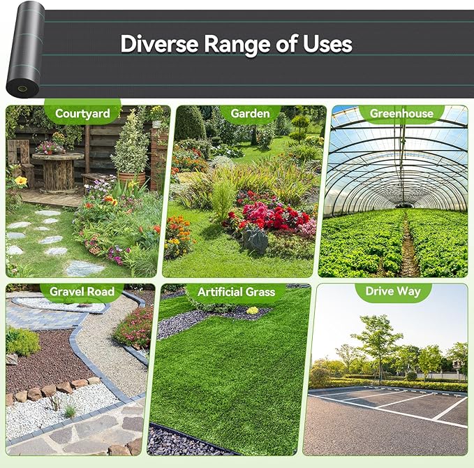 6ftx300ft Weed Barrier Landscape 3.2oz Fabric Heavy Duty, Woven Weed Control Cloth, Woven Geotextile Fabric for Underlayment, Gardening Ground, Commercial Driveway Weed Block Cover Mat