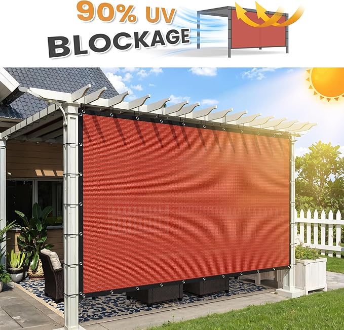 VICLLAX Shade Fabric Sun Shade Cloth with Every 2 FT Grommets for Patio Garden Pergola Cover Canopy 5x7 FT, Rust Red