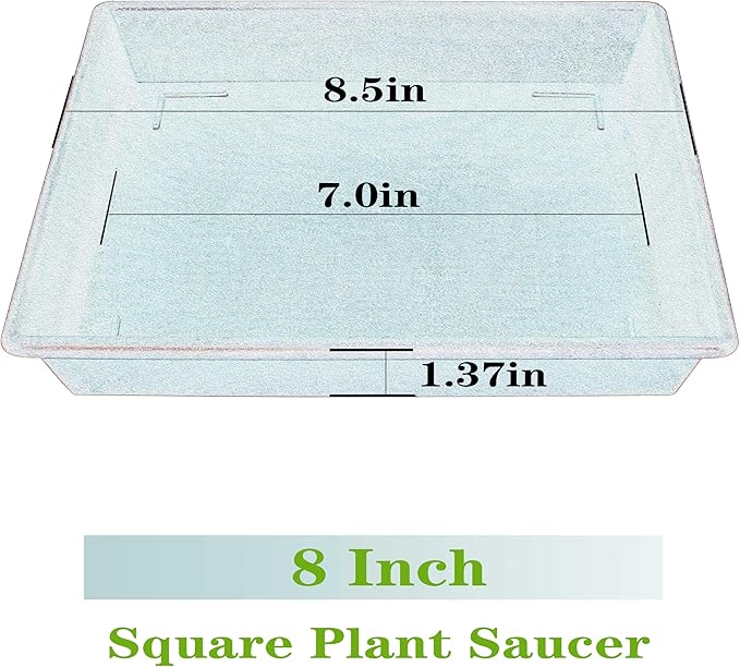 Square Plant Saucer 8 Inch 5 Pack, Plant Stand Plant Trays for Pots Heavy Duty Plastic Plant Saucers for Indoors Outdoors, Flower Pot No Holes Plant Lover Gardening Gifts