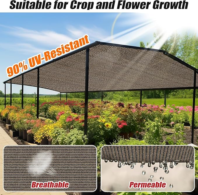 Outdoor 90% Sun Shade Cloth with Grommets, 6 X 20 FT Pergola Shade Cover for Garden Patio Carport Kennel Swimming Pool, Mocha (We Make Custom Size)