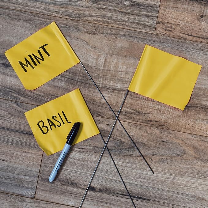 Yellow Marking Flags 1000 Pack - 4x5x15 Inch Yellow Flags for Yard - Markers For Lawn, Irrigation, Landscaping, Survey & Sprinkler Head Marking