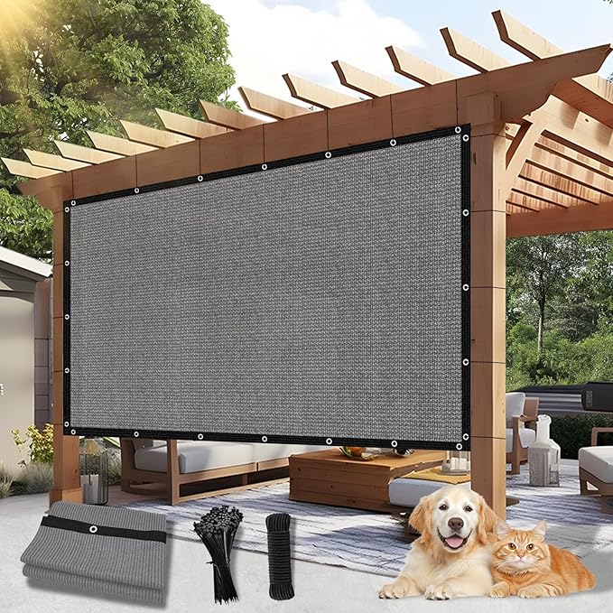 Outdoor 90% Sun Shade Cloth with Grommets, 6 X 14 FT Pergola Shade Cover for Garden Patio Carport Kennel Swimming Pool, Light Grey (We Make Custom Size)