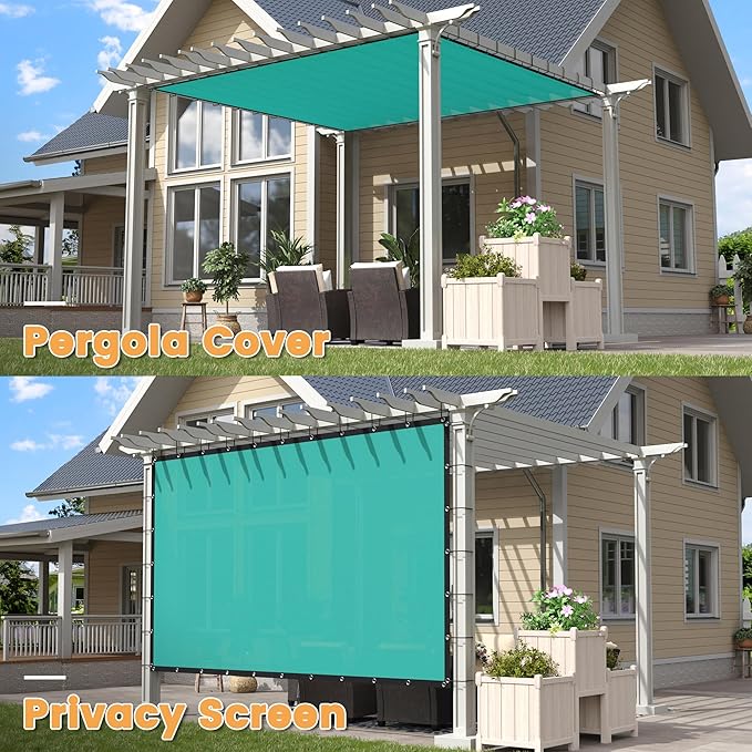 VICLLAX Shade Fabric Sun Shade Cloth with Every 2 FT Grommets for Patio Garden Pergola Cover Canopy 9x16 FT, Turquoise