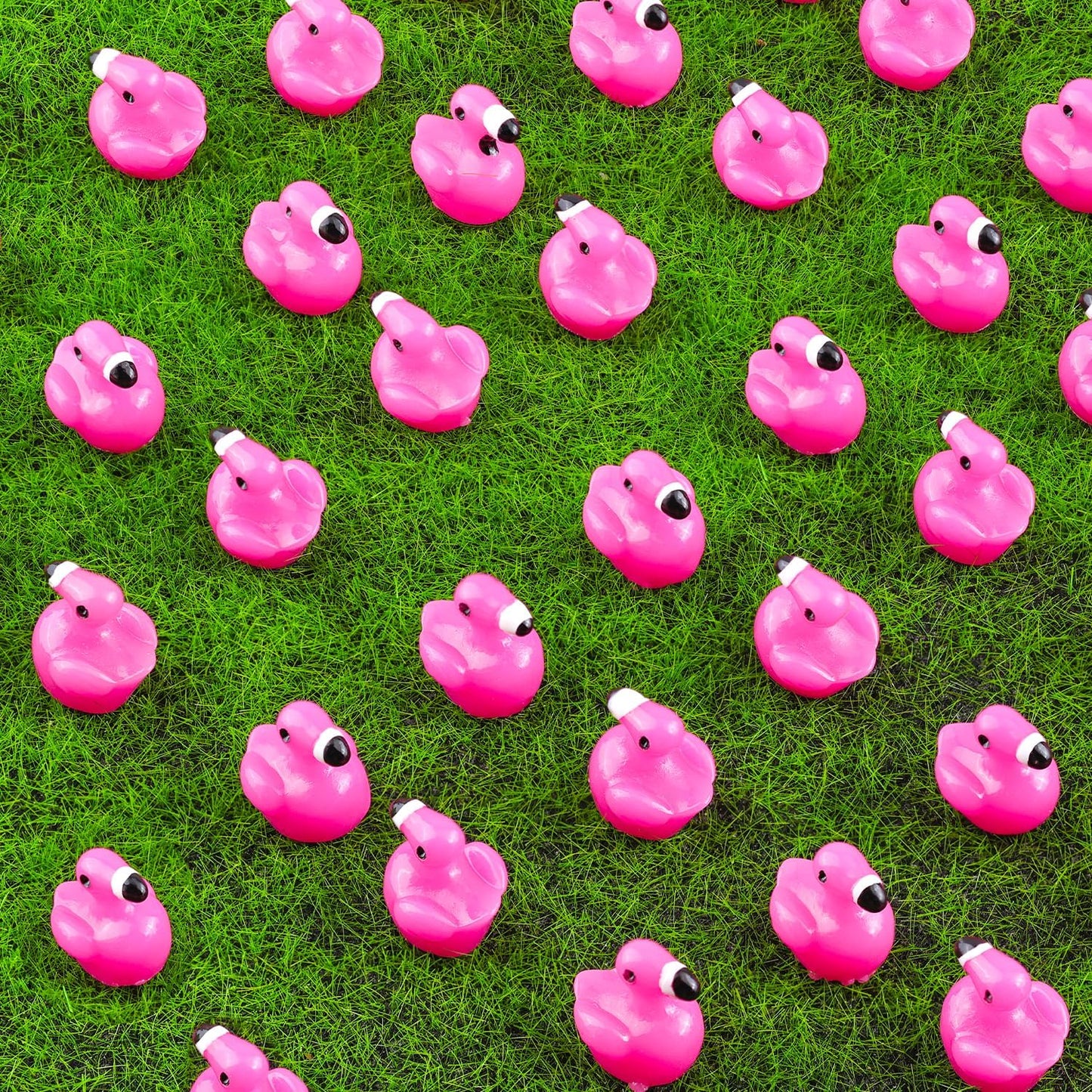 150PCS Mini Resin Animals Cute Rose Pink Tiny Flamingo Ducks, Miniature Figures to Hide, Small Animal Toys Accessories Bulk for Topper Garden Dollhouse Landscape Aquarium Ornaments DIY Crafts & Decor