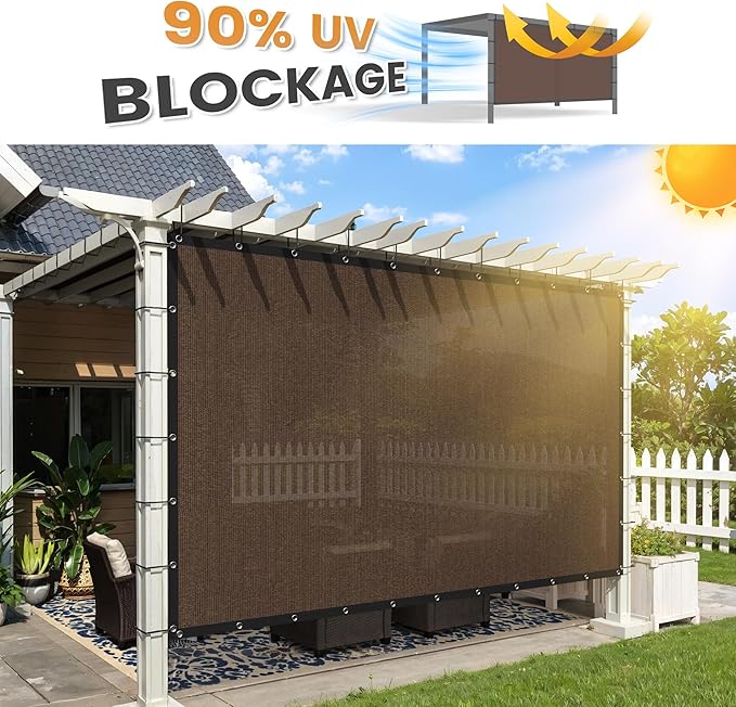 VICLLAX Shade Fabric Sun Shade Cloth with Every 2 FT Grommets for Patio Garden Pergola Cover Canopy 11x14 FT, Mocha