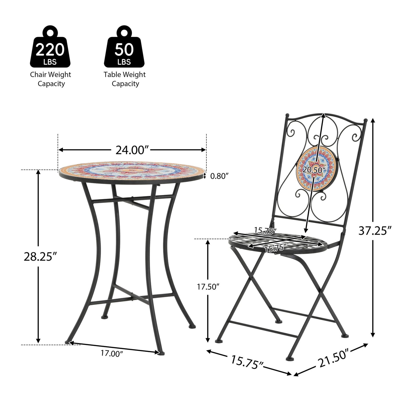 Lambert Outdoor Chat Set - Black / Red