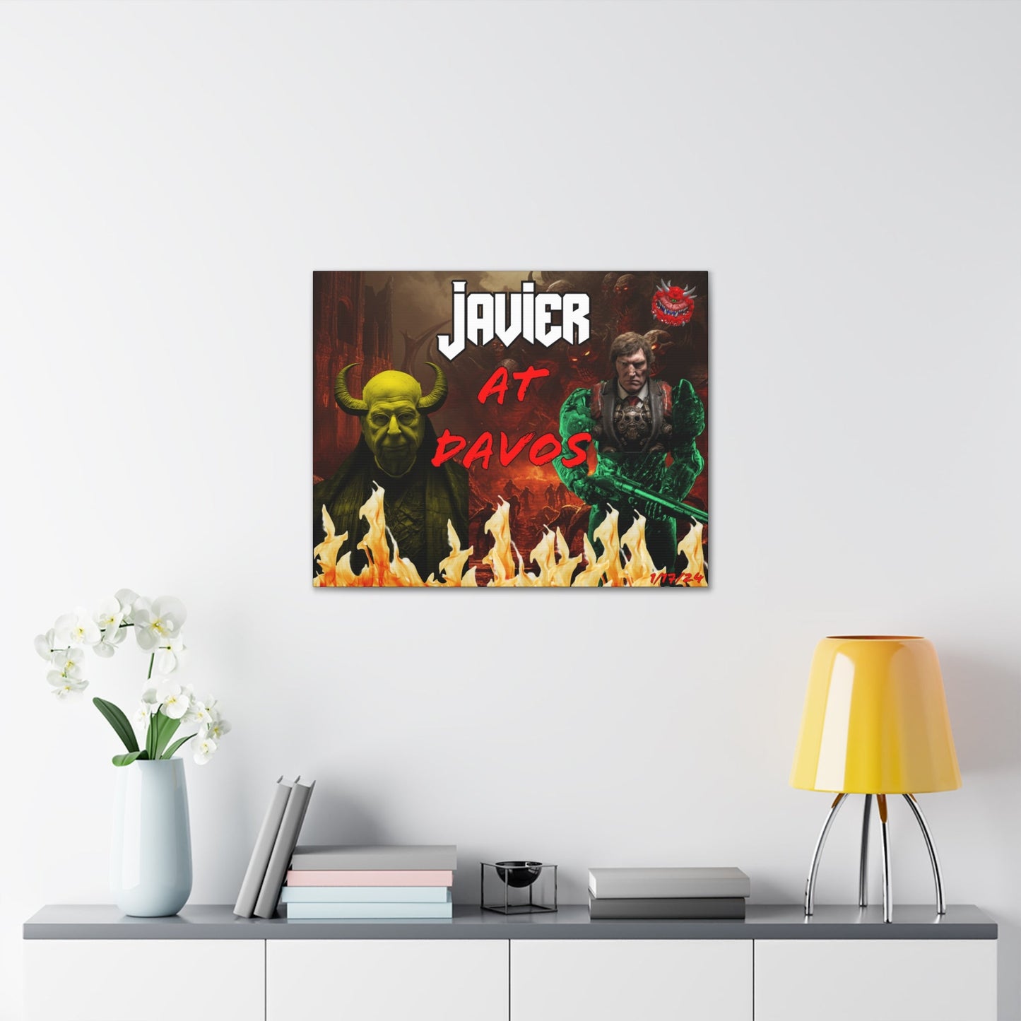 Javier Milei Space Marine in Davos Canvas Print