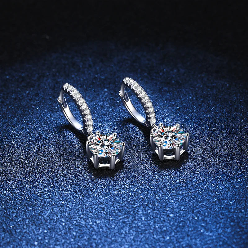 925 Silver Moissanite Jewelry Set Necklace Ring Stud Earrings Solitaire