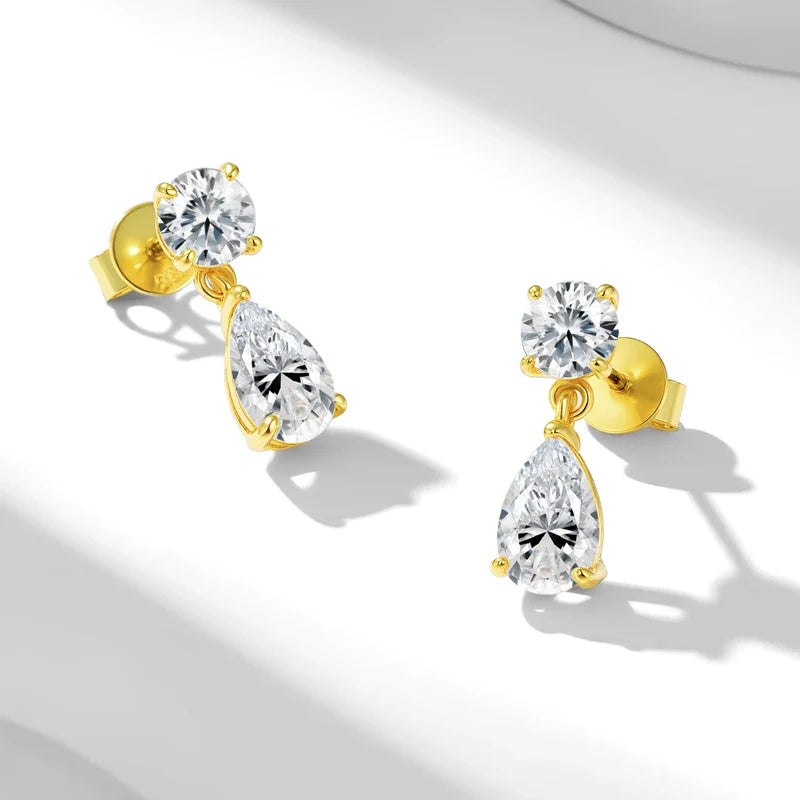925 Sterling Silver 1.5 Ct Moissanite Drop Earrings For Men Women
