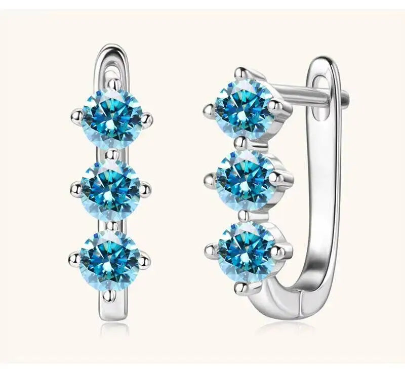 925 Sterling Silver Moissanite Hoop Earrings.1ct 6D For Women Valentine Gift