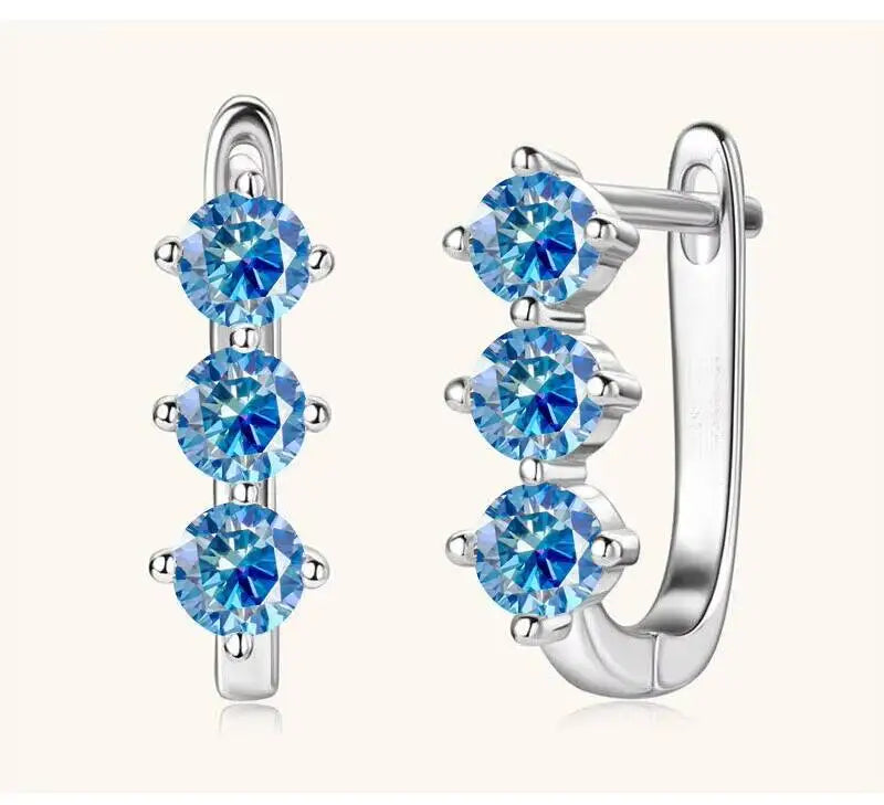 925 Sterling Silver Moissanite Hoop Earrings.1ct 6D For Women Valentine Gift