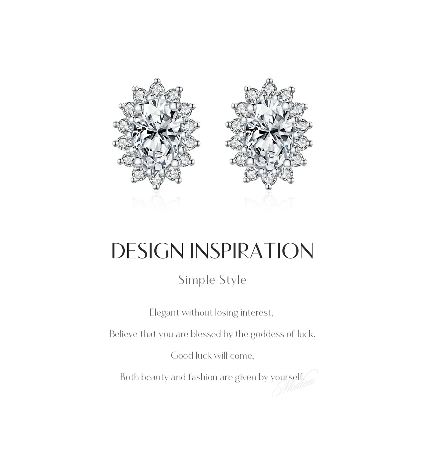 925 Sterling Silver Moissanite Halo Stud Earrings Bridal Wedding Engagement