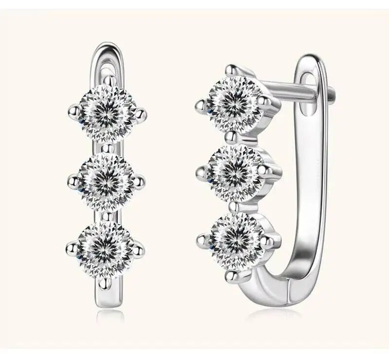 925 Sterling Silver Moissanite Hoop Earrings.1ct 6D For Women Valentine Gift
