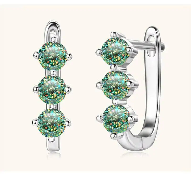 925 Sterling Silver Moissanite Hoop Earrings.1ct 6D For Women Valentine Gift