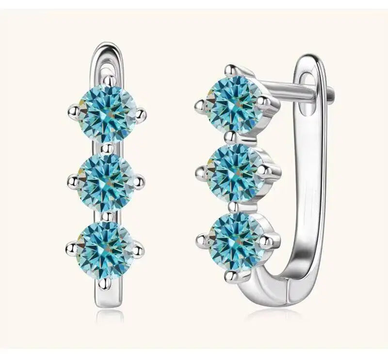 925 Sterling Silver Moissanite Hoop Earrings.1ct 6D For Women Valentine Gift