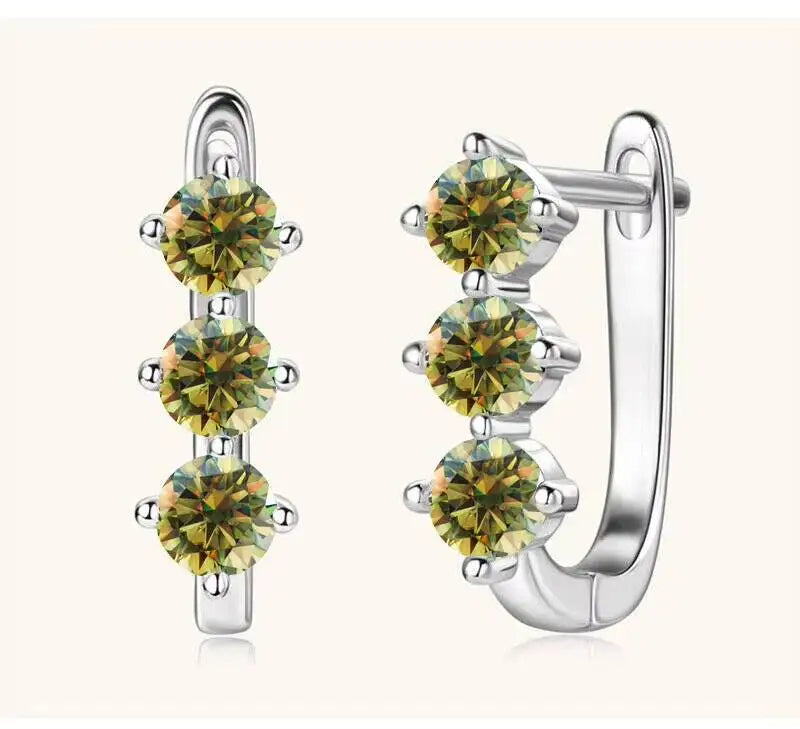 925 Sterling Silver Moissanite Hoop Earrings.1ct 6D For Women Valentine Gift