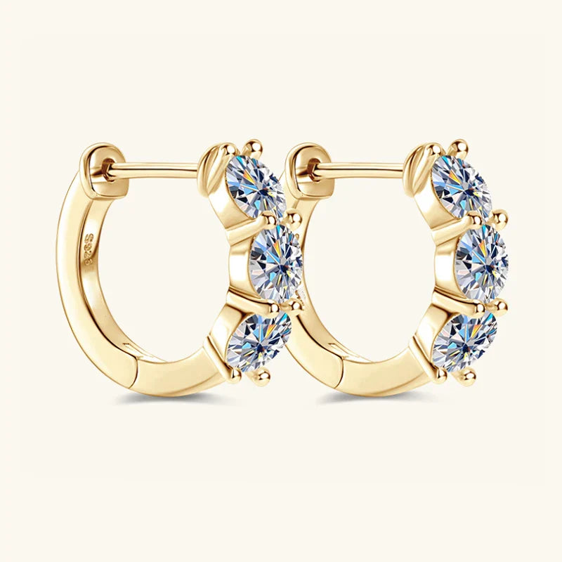 925 Sterling Silver Moissanite Hoop Earrings - Sparkling Gift for Women