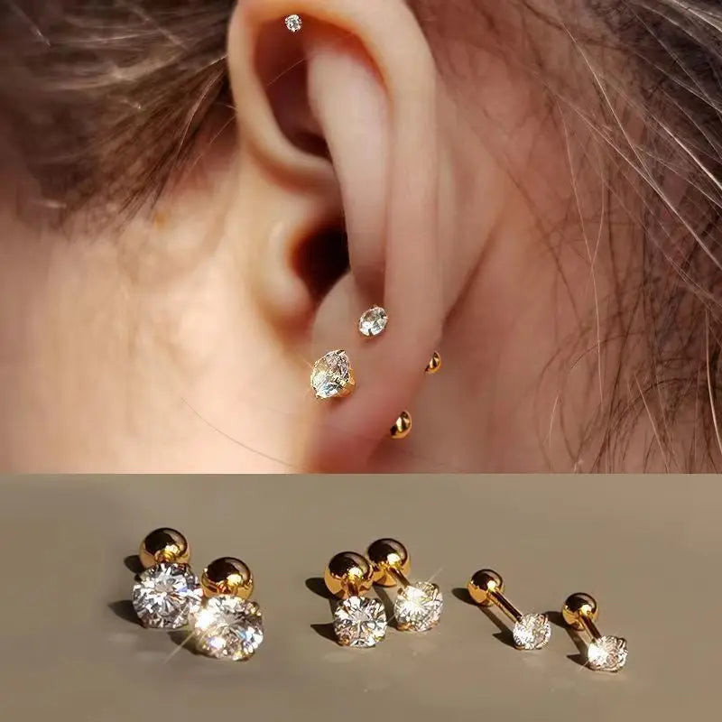 925 Sterling Silver Moissanite Stud Earrings 0.3-1ct Four-Claw Screw Back