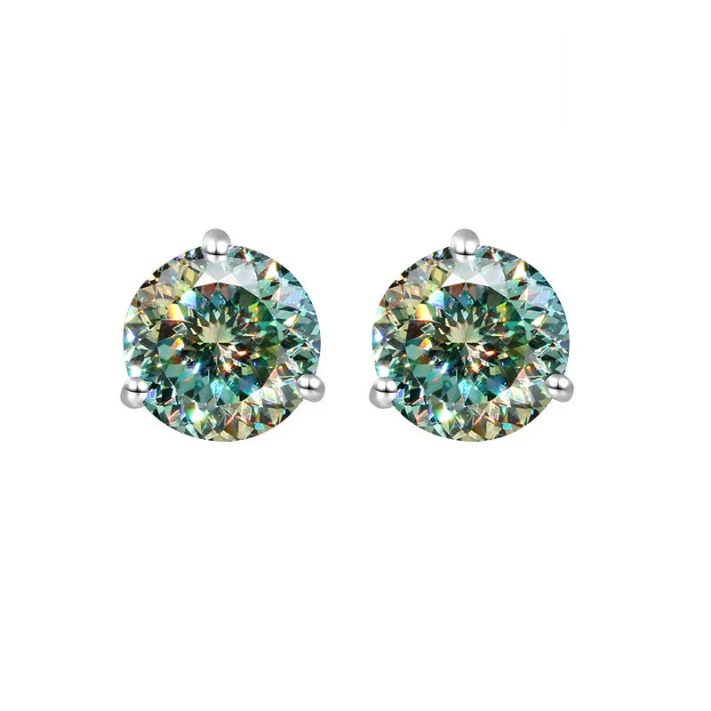 925 Sterling Silver Moissanite Stud Earrings 0.5CT 1CT Women Classic
