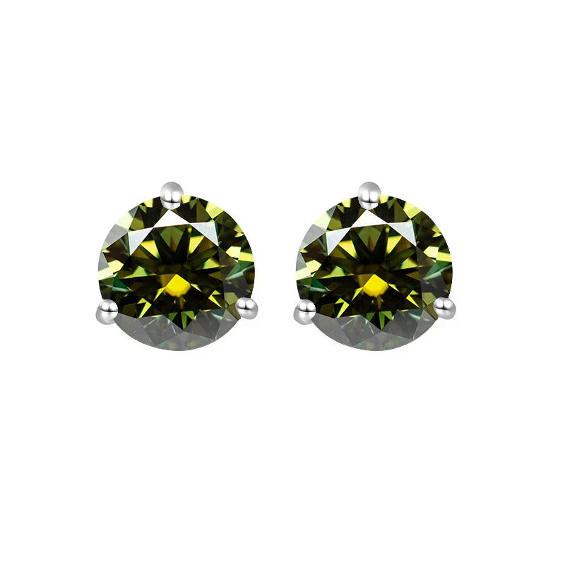 925 Sterling Silver Moissanite Stud Earrings 0.5CT 1CT Women Classic