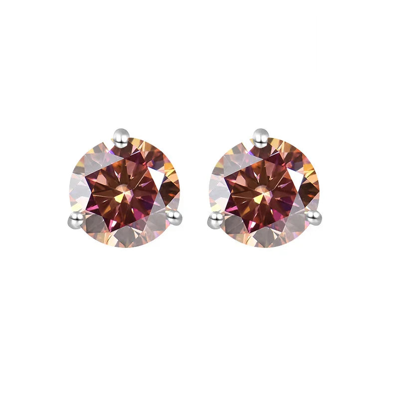 925 Sterling Silver Moissanite Stud Earrings 0.5CT 1CT Women Classic