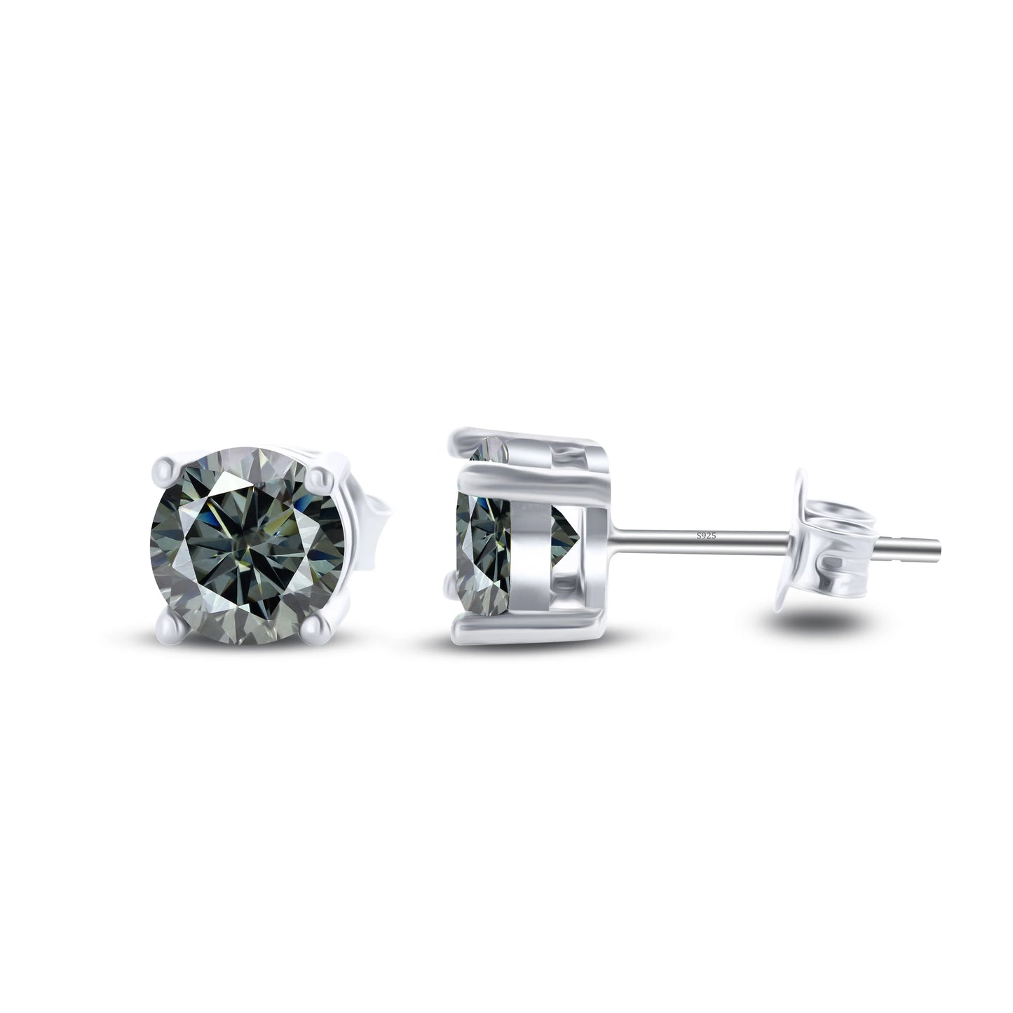 925 Sterling Silver Moissanite Stud Earrings - Round 1ctw Engagement Gift