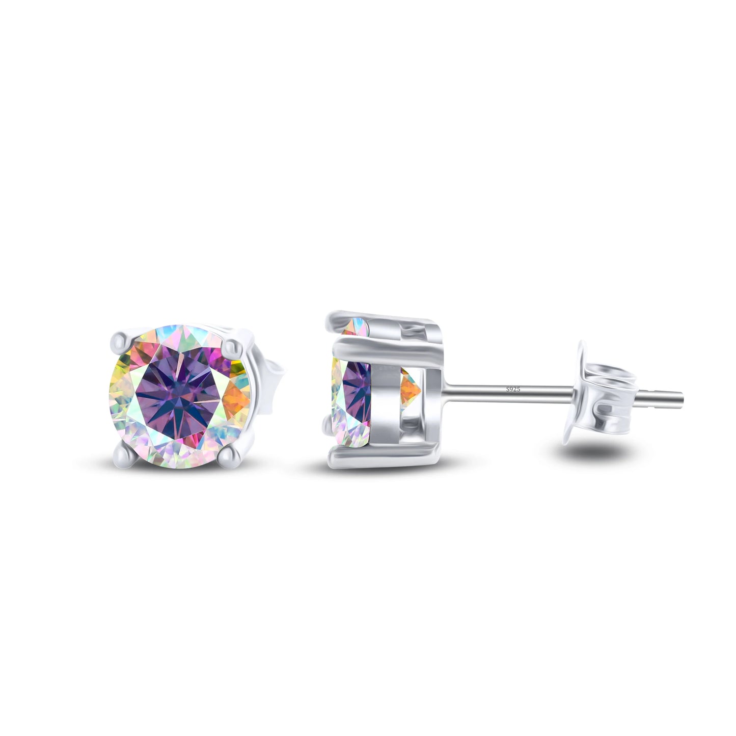 925 Sterling Silver Moissanite Stud Earrings - Round 1ctw Engagement Gift